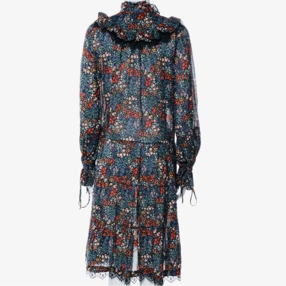Warm NY boho 100% cotton Floral Tiered Ruffle Midi long sleeve Dress NWT_3
